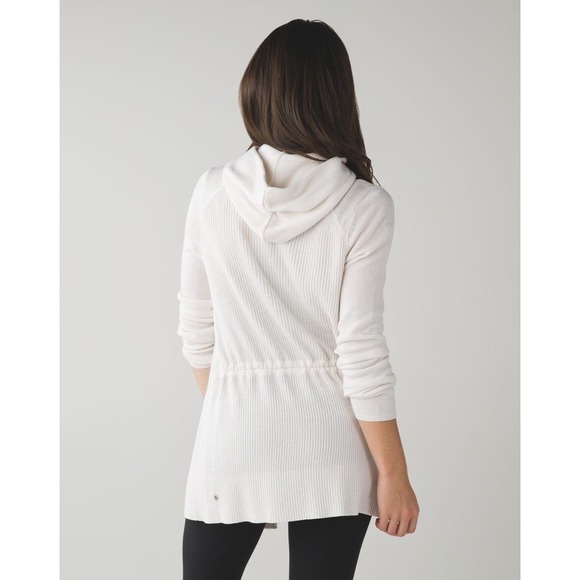 Lululemon Peace Of Mind Cardigan in Heathered White, Sz 4 Hooded, MSRP $138 - Picture 3 of 9